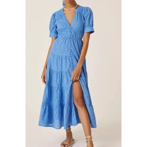 Anthropologie Dresses & Skirts - ANTHROPOLOGIE Tiered & True Maxi Dress Blue Vacation Coastal Beach Women's XXS
